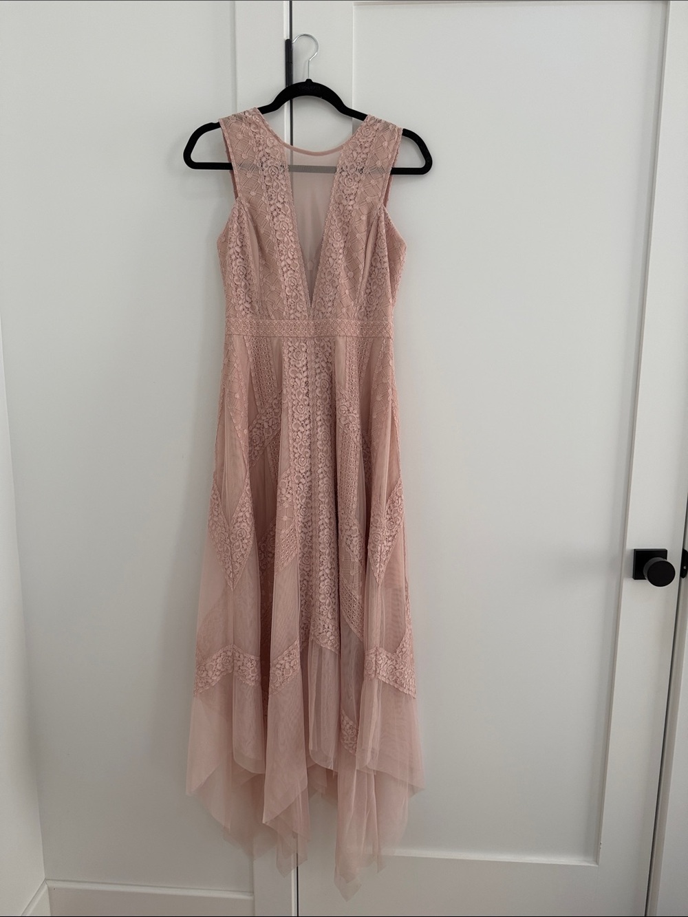 Women's Blush Lace V-Neck Dress